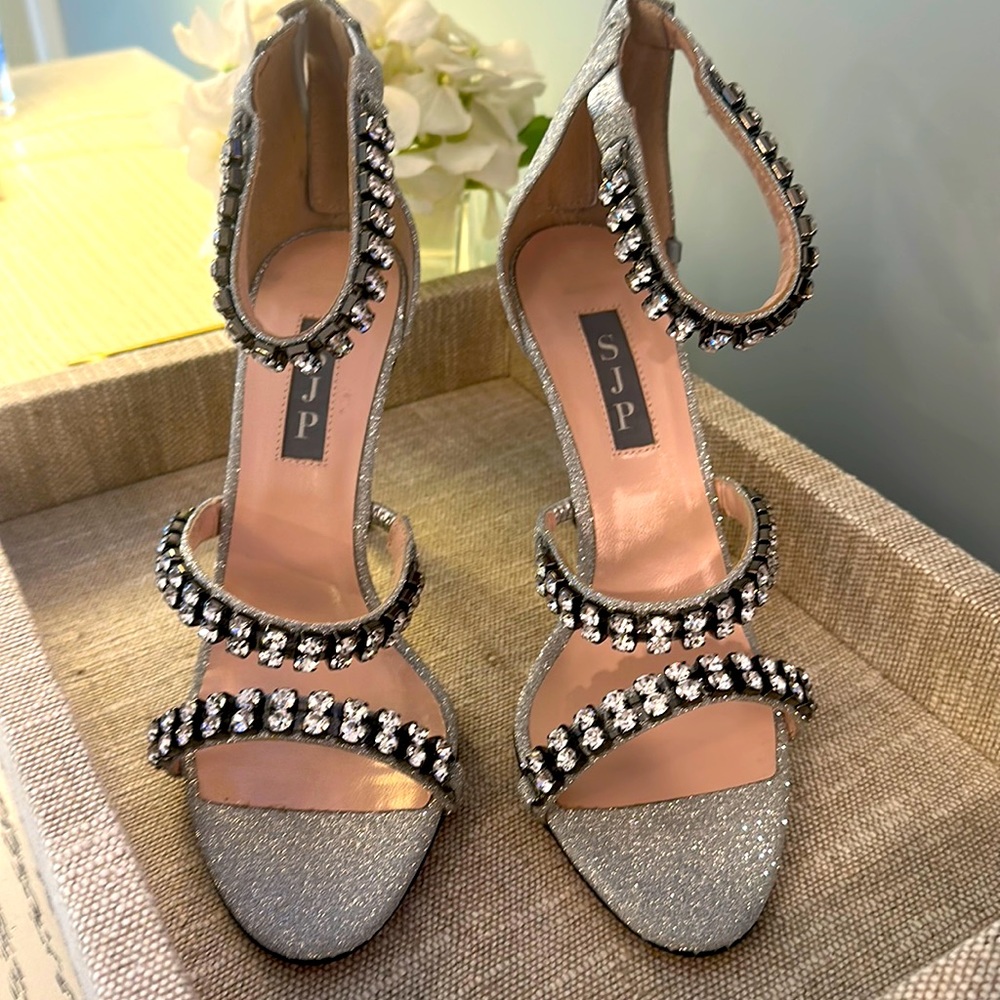 SJP silver glitter Heels